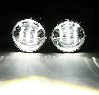 LX-LIGHT Dot approved 2 PCS Chrome 4.5 Inch LED Passing Light LED Fog Lamps for Motorcycles Auxiliary Light Bulb Motorcycle Projector Driving Lamp