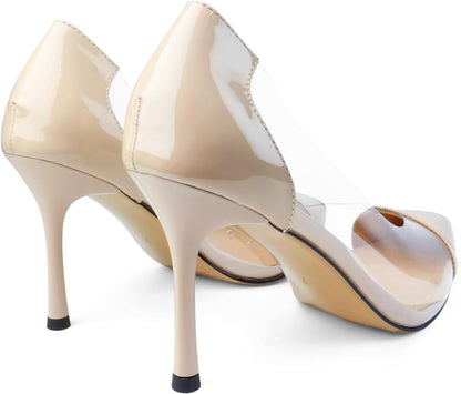 Clear Stiletto Heels for Women Pointed Toe High Heel Closed Pumps Party Wedding Dress Shoes