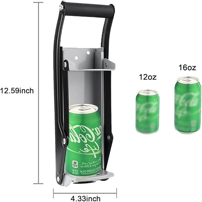 Can Crusher, Efficient Recycling of 12oz and 16oz Aluminum Cans, Beer Cans, etc. Saves Recycling Space(Gray manual)