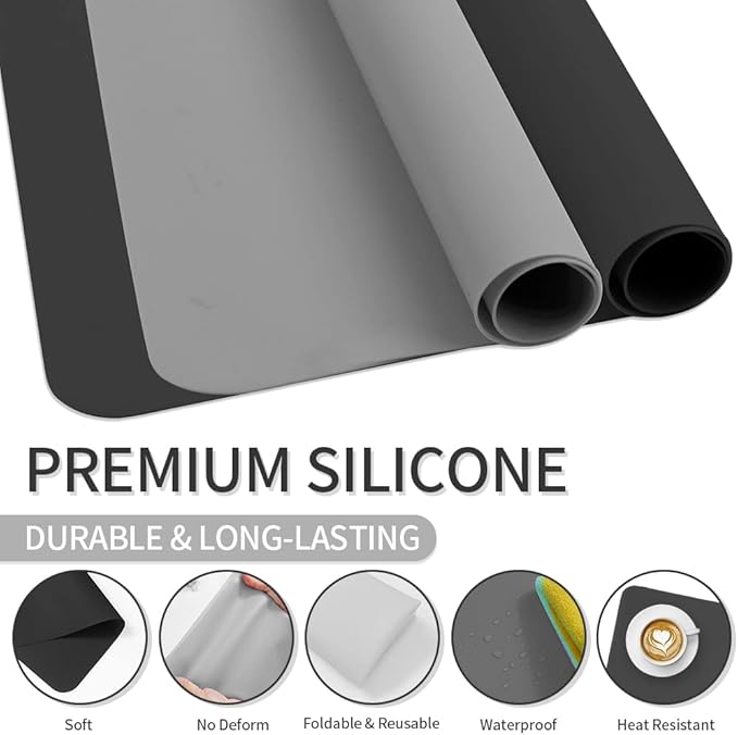 Silicone Mats for Crafts 2 Pack Large Silicone Craft Mat Nonstick Silicone Sheet for Resin Jewelry Casting DIY Art Nail Painting Mat Multipurpose Table Protector Mat Silicone Placemat, 15.75" x 11.81"