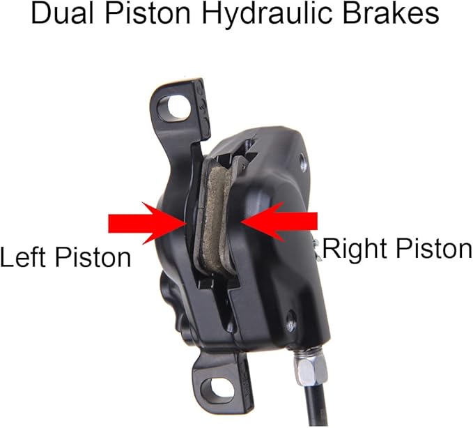 BUCKLOS MT200 MTB Hydraulic Disc Brakes Front, Left Front 800mm Mountain Bike Hydraulic Brake Aluminum Alloy Levers(BL) with Calipers (BR) Fit E-Bikes(Pre-Bled)