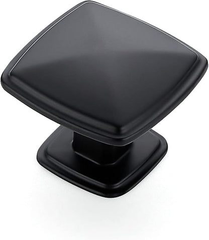 Ravinte 1 Pack Matte Black Kitchen Cabinet Square Knob Single Hole Cabinet Hardware for Dresser Drawer Cabinet Pulls Drawer Knobs Cabinet Knobs