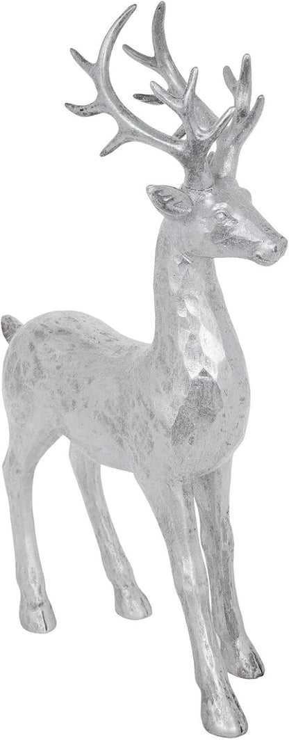 Hobby Lobby Elegant Resin Reindeer Figurine, Silver Glitter, 16.5 x 9 x 2.75 Inches, Holiday Decor