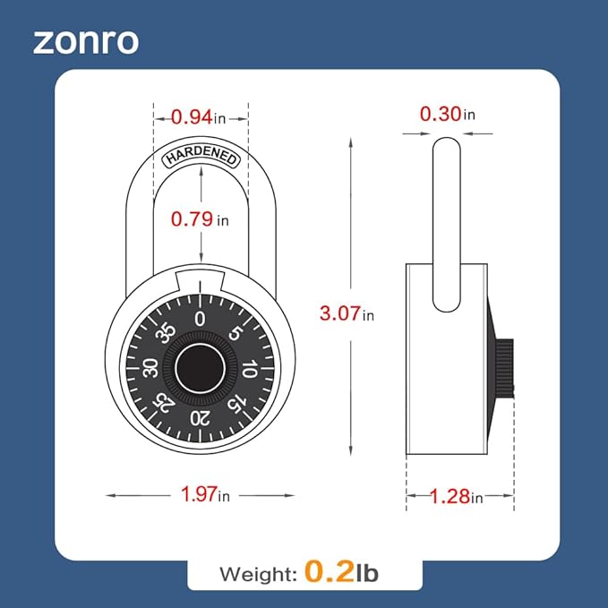 ZonRo Locker Locks 3 Digit Code Standard Dial Combination Padlock 2 inch Wide Pack of 8, Small Travel Luggage for Case Lock Keyless Shackle Lock for Backpack Gym School Locker