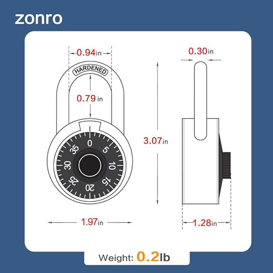 ZonRo Locker Locks 3 Digit Code Standard Dial Combination Padlock 2 inch Wide Pack of 8, Small Travel Luggage for Case Lock Keyless Shackle Lock for Backpack Gym School Locker