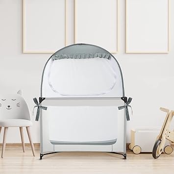 Baby Pack N Play Tent, Safety Tent to Keep Baby from Climbing Out, Baby Crib Canopy for Pack N Play, Mini Cribs & Playpens, Pop Up Design & See-Through Mesh
