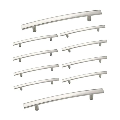 10 Pack Modern Curved Arch Handle - Kitchen Cabinet Knobs and Drawer Handles - Kitchen Hardware for Cabinets, Dresser Drawer, Wardrobe, Office Furniture - Satin Nickel, 7-1316 inch