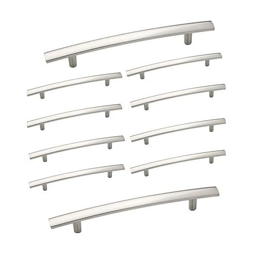 10 Pack Modern Curved Arch Handle - Kitchen Cabinet Knobs and Drawer Handles - Kitchen Hardware for Cabinets, Dresser Drawer, Wardrobe, Office Furniture - Satin Nickel, 7-1316 inch