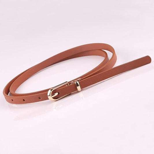 Jeans Belt Fashion Buckle Skinny Waist Adjustable Ladies Belts Shaping Slim Waistband for Womens Leather Dress Coat (Light Brown)