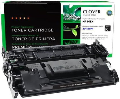 Clover Remanufactured Toner Cartridge (Reused OEM Chip) Replacement for HP 148X (W1480X) | Black | High Yield