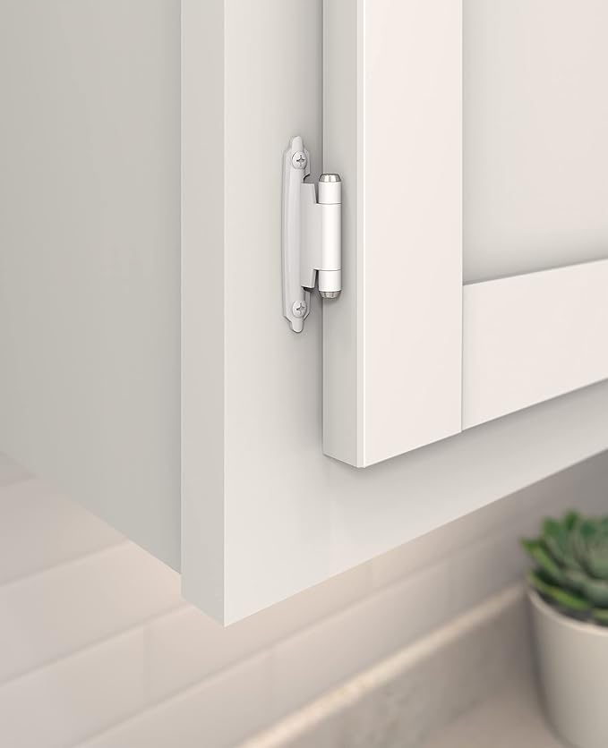 Amerock Cabinet Hinge - Variable Overlay, White, 2 Pack, Self-Closing, Face Mount