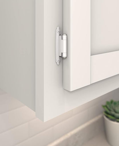 Amerock Cabinet Hinge - Variable Overlay, White, 2 Pack, Self-Closing, Face Mount