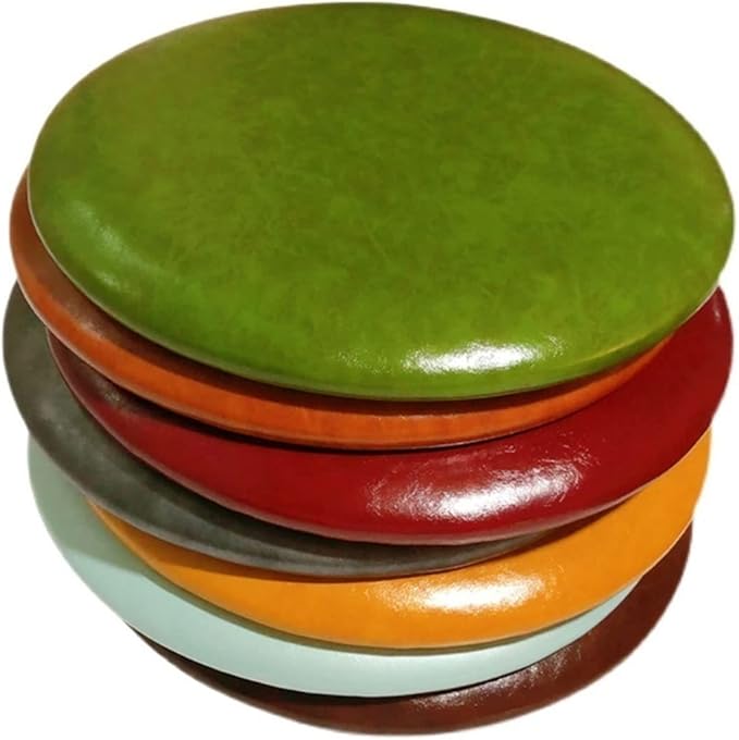 Waterproof Round Chair Cushion, Round Dining Chairs Seat Cushion PU Leather Cushion, Indoor and Outdoor Round Chair Pad Non-slip Soft Pad