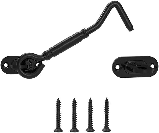 Homlux Heavy Duty Latch Lock Sliding Door Matte Black Privacy Barn Door Latch for Garage Gates and Shed Doors 1PCS