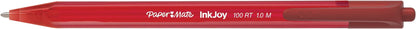 Paper Mate InkJoy 100RT Retractable Ballpoint Pens, Medium Point, Red, Box of 12