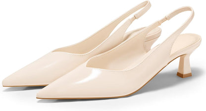Coutgo Womens Slingback Kitten Heels Low Heel Closed Pointed Toe Pumps Heeled Sandals Dress Work Shoes