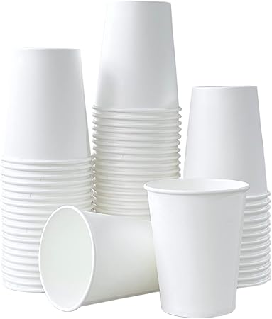 Disposable Paper Cups, 60pcs White Paper Cups For DIY Wedding Party Picnic BBQ Travel and Event 8OZ