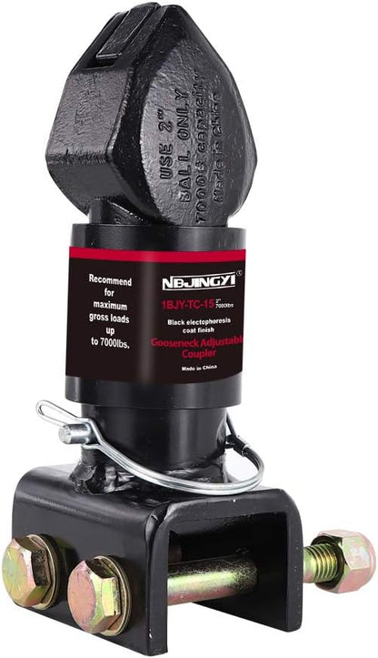 2" 7000LBS Adjustable Trailer Coupler, Black Powder Coat,Channel-Mount Trailer Coupler