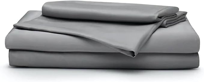 Sleepgram Viscose Fiber Cal King Size Bed Sheet Set with Flat Sheet, Fitted Sheet, and 2 Pillowcases for Comfortable Night's Sleep, Grey Stone
