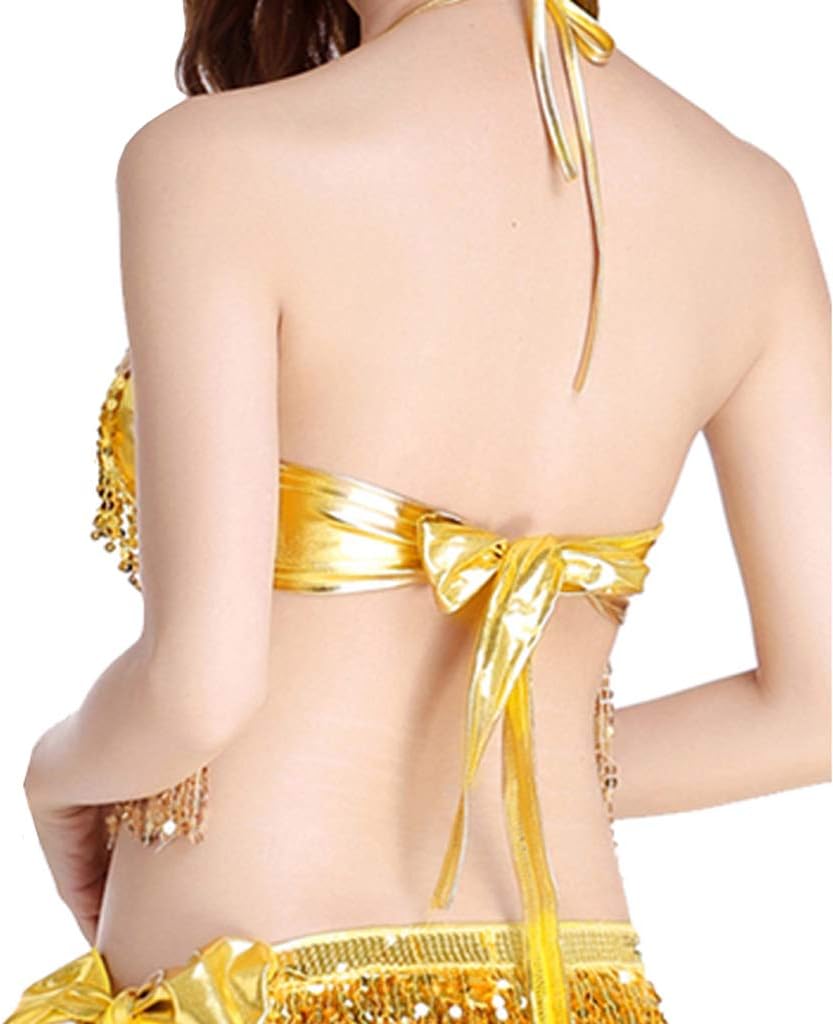 Women's Belly Dance Costume Sequin Bra Tassel Tops with Chest Party Club Wear Bra Top