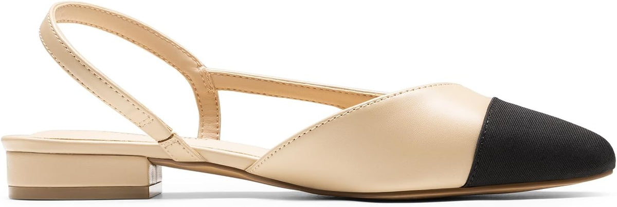 DREAM PAIRS Women's Slingback Flats Square Toe Ballet Dressy Flats Low Heel Dress Shoes for Business Casual Work Office Wedding Party