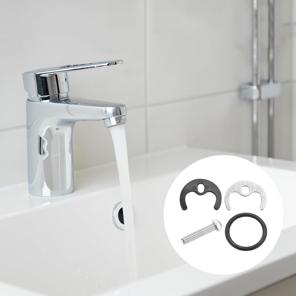 ZYAMY 1 Set Stainless Steel Single Hole Faucet Installation Kit Horseshoe Piece Fasteners Kitchen Faucet Cartridge Anti Loosening Kit for Fixing Drip Faucets Fixing Bathroom Sink Leaks