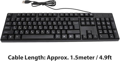 Minority Language Keyboard with USB Cable (Russian, Spanish, French, English), 4.9 ft. 104-Key Cable, Ergonomic Design Stable Performance, Plug and Play for Desktop and Laptop (Russian)