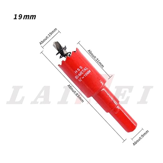 Hole Saw Drill Bit LAIWEI HSS Hole Cutter with Arbor for Wood,PVC Board and Plasterboard(34"(19mm Hole Saw))