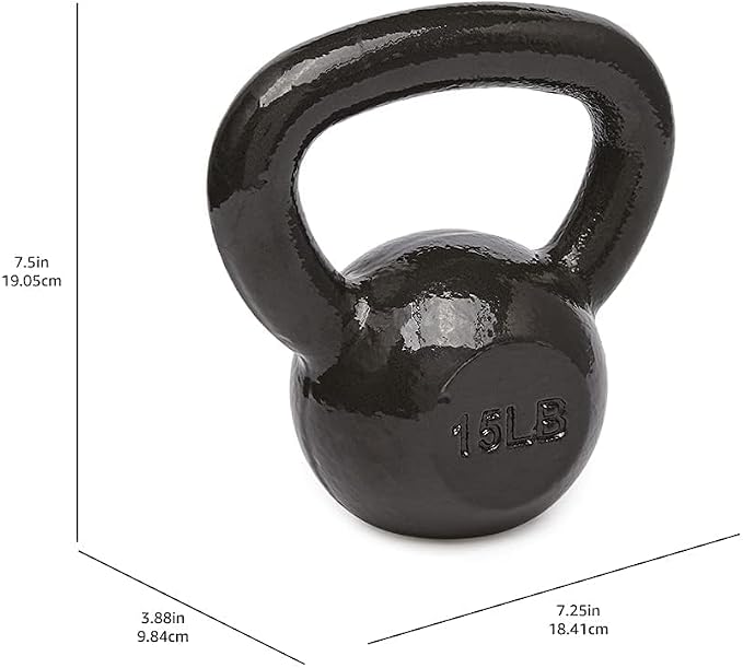 15 lb Kettlebell for Strength Training, Textured Wide Handle, Dark Gray (Actual product is dark gray)