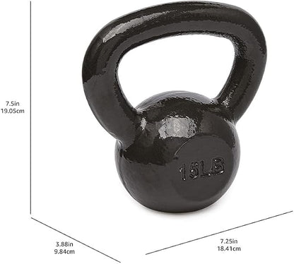 15 lb Kettlebell for Strength Training, Textured Wide Handle, Dark Gray (Actual product is dark gray)