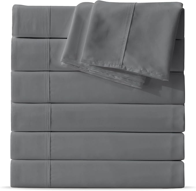 MapleStone Queen Flat Sheet 6 Pack,Premium Soft  Breathable,Brushed Microfiber Fabric,Anti-Shrinkage  Non-Fading, Bulk Flat Sheets Only Queen Size (Grey)