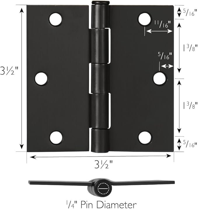 Design House 181495 3.5 x 3.5 Square Corner Hinge, Oil Rubbed Bronze, 3 Count (Pack of 1)