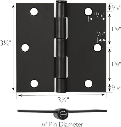 Design House 181495 3.5 x 3.5 Square Corner Hinge, Oil Rubbed Bronze, 3 Count (Pack of 1)