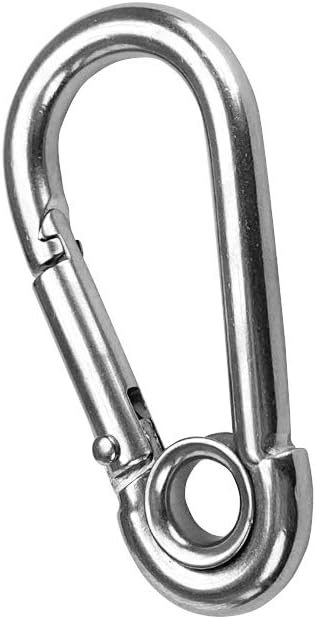 5pcs 14'' Stainless Steel Carabiner Clip Spring Snap Hook Link with Eyelet, 250lb Load, 2-38 Inch Length