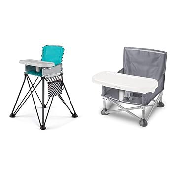 Summer Infant Pop 'N Dine SE Highchair  Bright Starts Pop 'N Sit Booster - Portable IndoorOutdoor Dining Seats, 6 Months - 3 Years