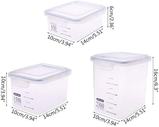 Kitchen Airtight Food Storage Containers,Flour Sugar Cereal Container, Air Tight Snacks Pantry Storage Bins Organizer,Pantry Space Saving Canisters Jars-Keep Dry Goods Fresh&Dry,850ml/1500ml/2300ml