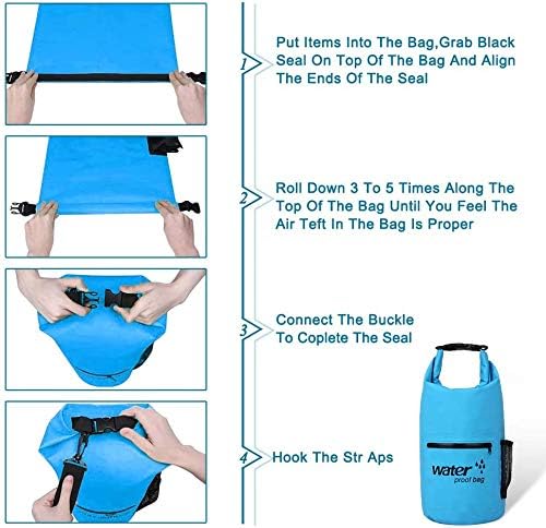 Waterproof Bag,10L20L Water Sports Dry Bag with Adjustable and Detachable Shoulder Strap for Kayaking, Boating, Hiking, Camping and Fishing (Blue, 20L)