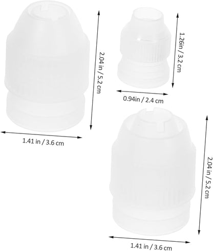 Cake Piping Coupler Set 3 Sizes Nozzle Converter for Baking Supplies and Kitchen Tools