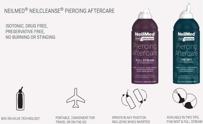 Neilmed NeilCleanse Piercing Aftercare Fine Mist Travel Size 75mL