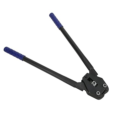 12-19mm PP PET Strap Crimper Banding Crimper Packer Sealer Pliers Long Handle Manual Packing Machine Packaging Pliers Strapping Banding Tool (Blue)