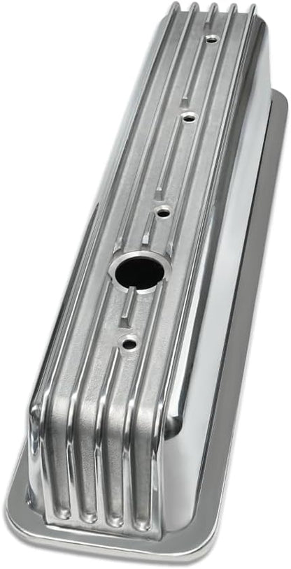 Polished Aluminum Center Bolt High Valve Caps with Fins Chevy SBC 283-400 5.0L 5.7L 1987-1997