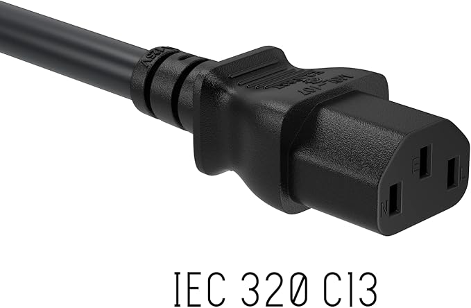 CableLeader 7ft 14 AWG Universal Power Cord IEC320 C13 to NEMA 5-15P, Extension Power Cord, Compatible with Computers, Monitors, Printers & TVs, Black, Pack of 1