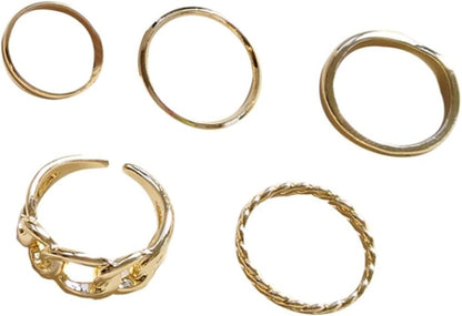 Rings for Women,5 Pcs Finger Ring Anti-allergy Wearable Alloy Vintage Finger Rings Set for Gift