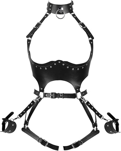 FOTN Women Punk PU Leather Body Waist Belt Bodysuit Bondage Body Harness Belt Sexy Lingerie Leg Garter BT1