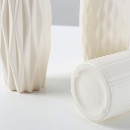 Unbreakable Nordic Style Flower Vase,Shatterproof Vases Imitation Ceramic Flower Pot,Plastic Vases for Living Dining Rooms Home Decor,Flower Vases for Bouquet,Seashell White-D