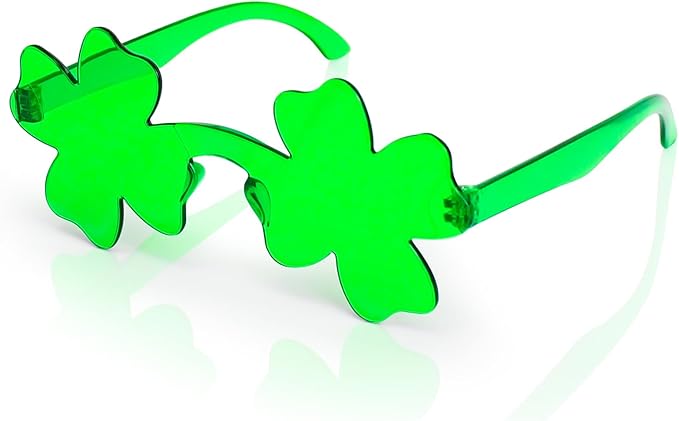 St. Patrick’s Day Shamrock Sunglasses Irish Shamrock Glasses Green Four Leaf Clover Glasses St Patricks Accessories