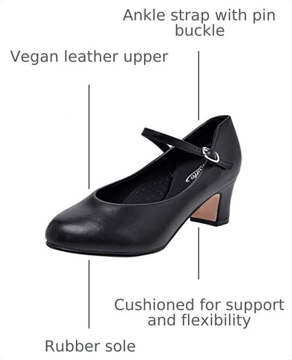 STELLE Character Shoes for Women Dance Shoes 2" Ankle Strap Dancing Heels for Ballroom Salsa Flamenco Latin Work Office