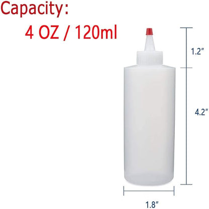 Anyumocz 12Pcs 4oz Clear Plastic Condiment Bottle,120ml Dispense Squeeze Bottles with Mini Red Caps for BBQ,Ketchup,Sauces,Dressing,Syrup,Arts,Crafts