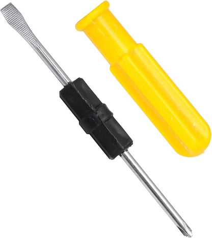 Double Head Detachable Screwdriver (4mm Cross  6mm Slotted) with Yellow Handle