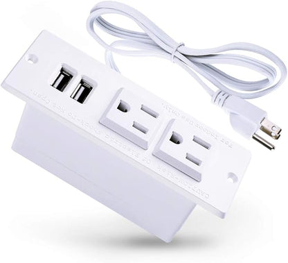 Conference Recessed Power Strip Socket with USB Ports,Table Power Strip,Desktop Charging Station with 2-Outlets and 2 USB Ports